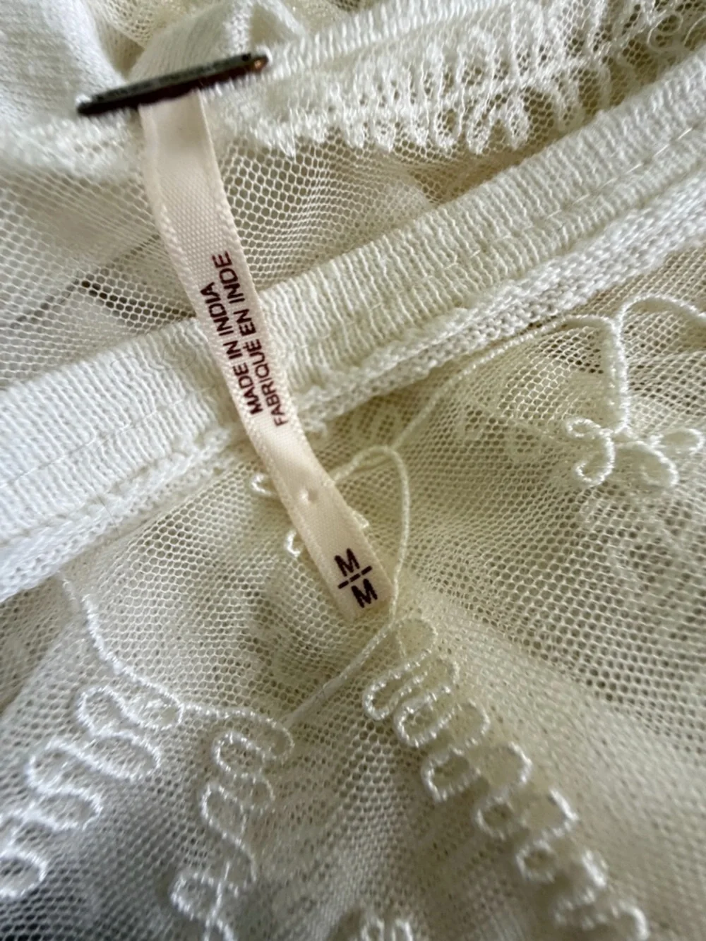 Free People White Ethereal Dainty Embroidered Lace Long Sleeve Top Medium